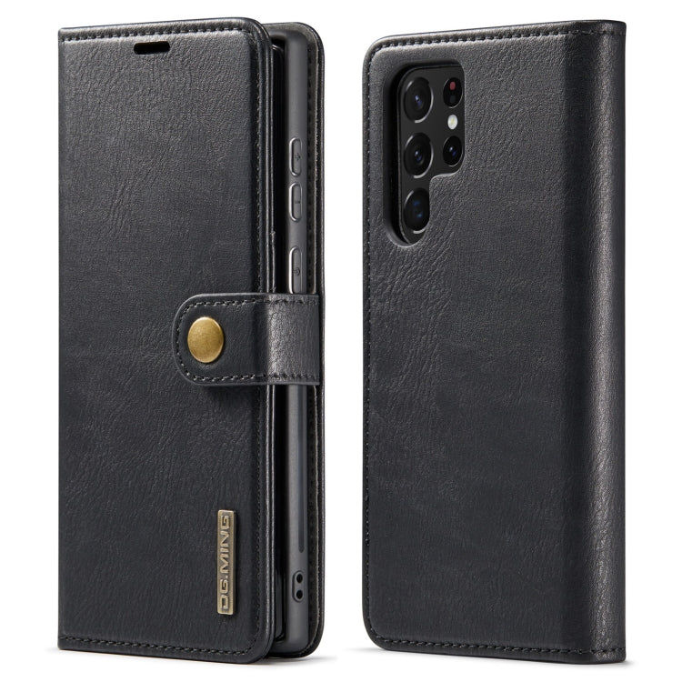 For Samsung Galaxy S22 Ultra 5G DG.MING Crazy Horse Texture Detachable Magnetic Leather Phone Case(Black) - Galaxy S22 Ultra 5G Cases by DG.MING | Online Shopping UK | buy2fix