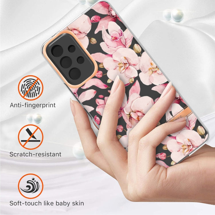 For Samsung Galaxy A53 5G Flowers and Plants Series IMD TPU Phone Case(Pink Gardenia) - Samsung Accessories by buy2fix | Online Shopping UK | buy2fix