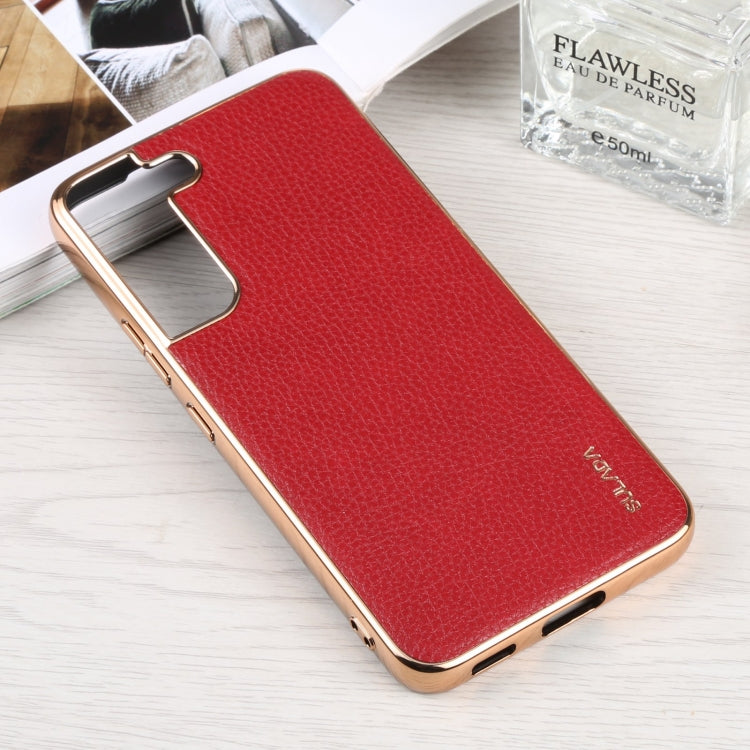 For Samsung Galaxy S22 5G SULADA Shockproof TPU + Handmade Leather Phone Case(Red) - Galaxy S22 5G Cases by SULADA | Online Shopping UK | buy2fix