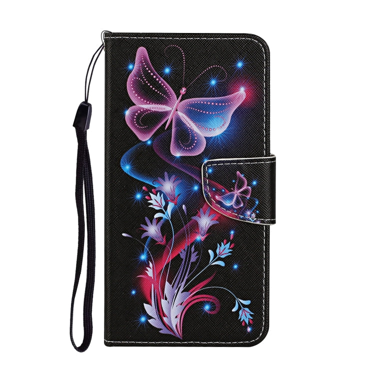 For Xiaomi Redmi 10C Colored Drawing Pattern Flip Leather Case(Fluorescent Butterfly) - Xiaomi Cases by buy2fix | Online Shopping UK | buy2fix