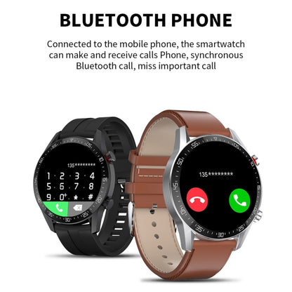 SK7Plus 1.28 inch IPS Screen Leather Strap Smart Watch, Support Bluetooth Call/Sleep Monitoring(Brown) - Smart Wear by buy2fix | Online Shopping UK | buy2fix