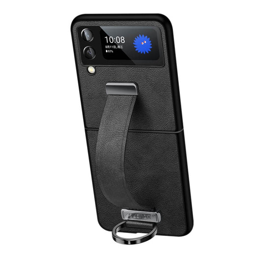 For Samsung Galaxy Z Flip3 SULADA Cool Series PC + Leather Texture Skin Feel Shockproof Phone Case(Black) - Galaxy Phone Cases by SULADA | Online Shopping UK | buy2fix