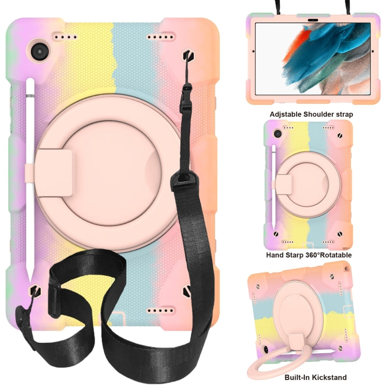 For Samsung Galaxy Tab A8 10.5 2021 Silicone + PC Full Body Protection Tablet Case With Holder & Strap(Colorful Rose Gold) - Other Galaxy Tab PC by buy2fix | Online Shopping UK | buy2fix