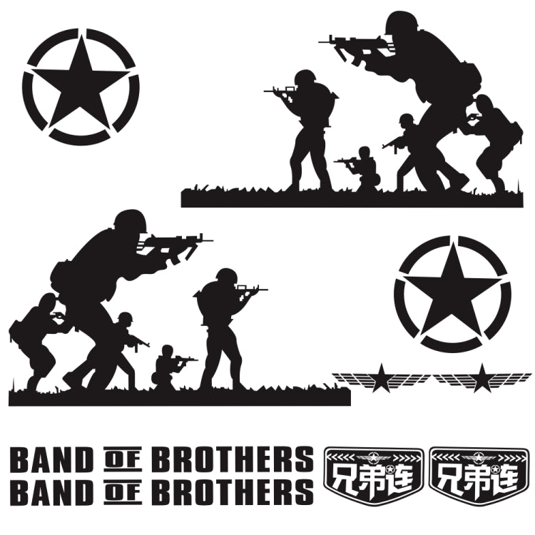 2 PCS/Set D-135 Band of Brothers Pattern Car Modified Decorative Sticker(Black) - In Car by buy2fix | Online Shopping UK | buy2fix