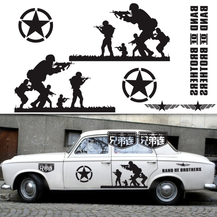 2 PCS/Set D-135 Band of Brothers Pattern Car Modified Decorative Sticker(Blue) - In Car by buy2fix | Online Shopping UK | buy2fix