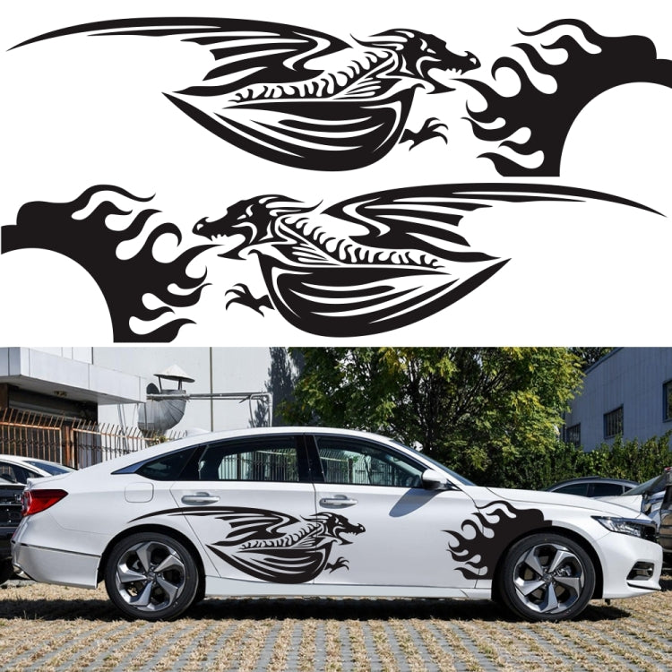 2 PCS/Set D-489 Fire-breathing Dragon Pattern Car Modified Decorative Sticker(Yellow) - In Car by buy2fix | Online Shopping UK | buy2fix