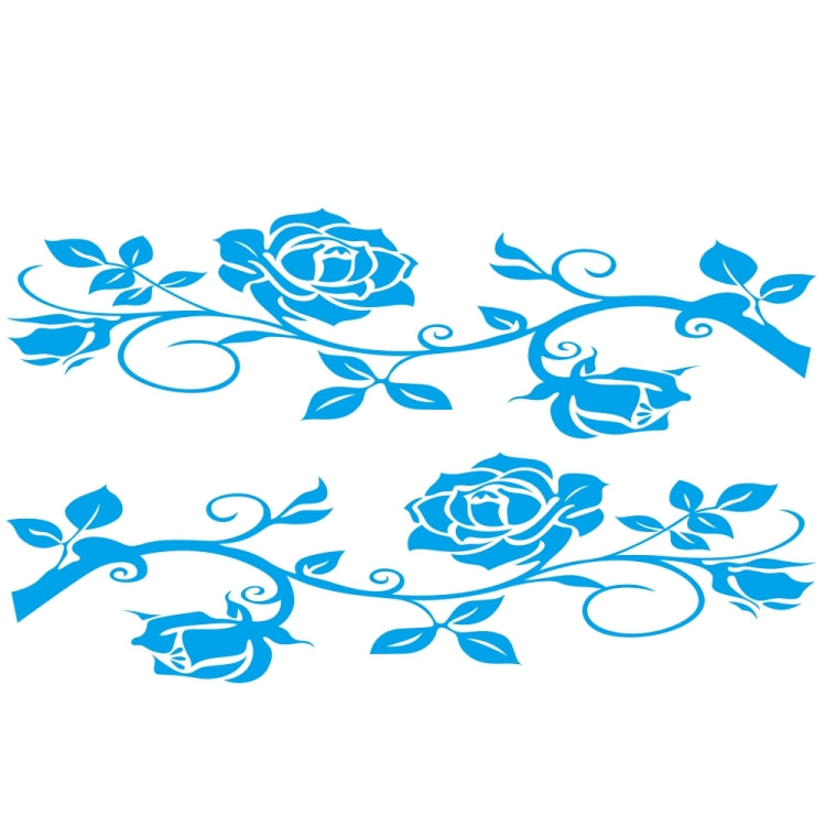 2 PCS/Set D-545 Rose Pattern Car Modified Decorative Sticker(Blue) - In Car by buy2fix | Online Shopping UK | buy2fix