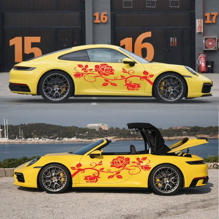 2 PCS/Set D-545 Rose Pattern Car Modified Decorative Sticker(Red) - In Car by buy2fix | Online Shopping UK | buy2fix