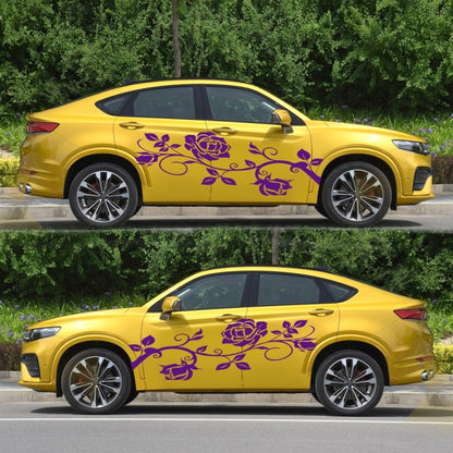 2 PCS/Set D-545 Rose Pattern Car Modified Decorative Sticker(Purple) - In Car by buy2fix | Online Shopping UK | buy2fix