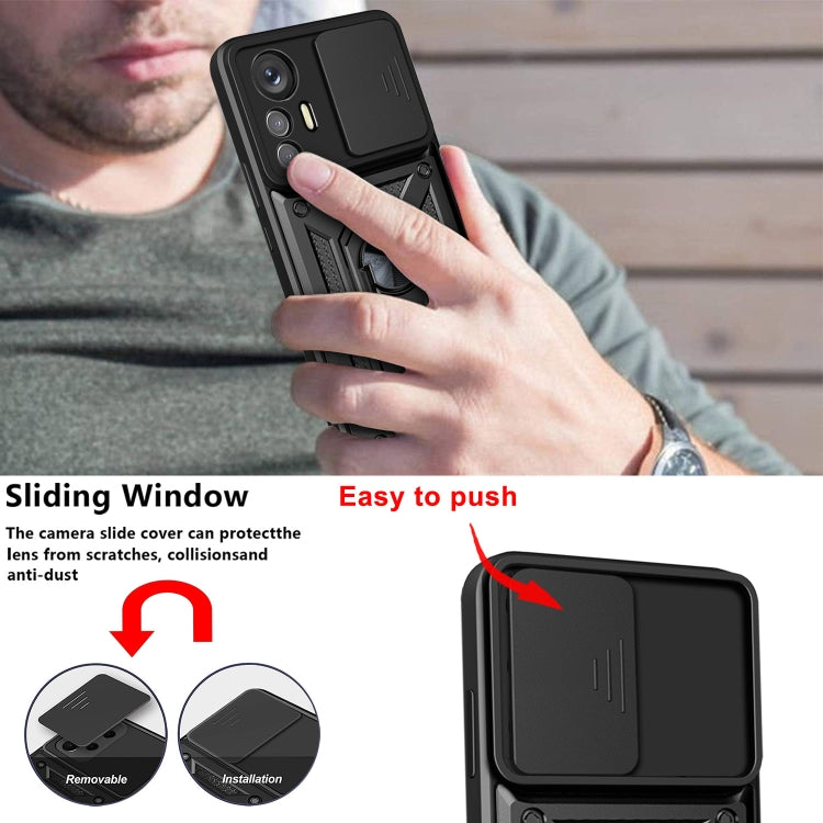 For Xiaomi 12 Lite Sliding Camera Design TPU + PC Phone Case(Black) - Xiaomi Accessories by buy2fix | Online Shopping UK | buy2fix