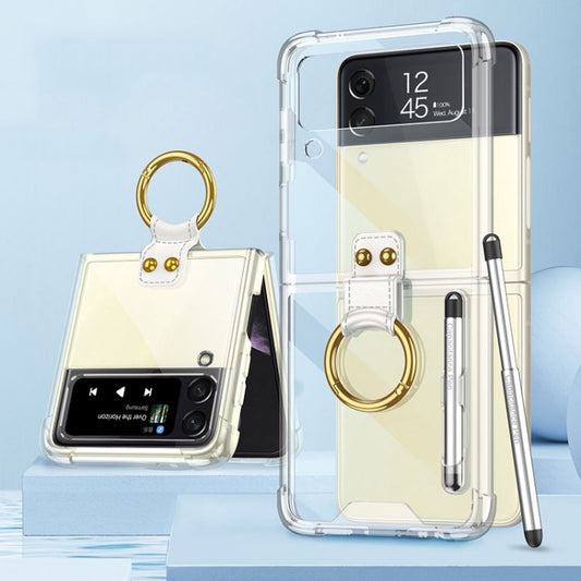 For Samsung Galaxy Z Flip4 GKK Airbag Protective Phone Case with Ring & Pen(Transparent) - Galaxy Z Flip4 5G Cases by GKK | Online Shopping UK | buy2fix