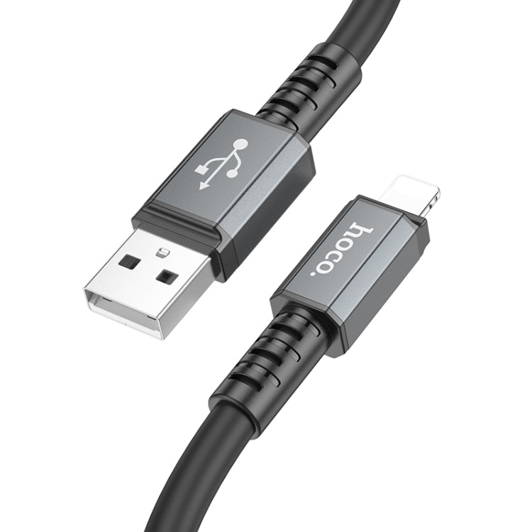hoco X85 2.4A USB to 8 Pin Strength Charging Data Cable，Length：1m(Black) - Normal Style Cable by hoco | Online Shopping UK | buy2fix