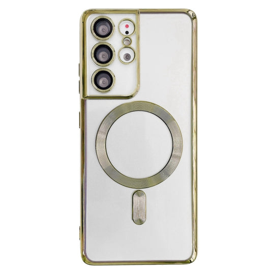 For Samsung Galaxy S22 5G Electroplated Frame MagSafe Magnetic Phone Case(Gold) - Galaxy S22 5G Cases by buy2fix | Online Shopping UK | buy2fix