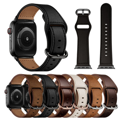 Genuine Leather Watch Band For Apple Watch Ultra 49mm&Watch Ultra 2 49mm / Series 9&8&7 45mm / SE 3&SE 2&6&SE&5&4 44mm / 3&2&1 42mm(Dark Brown Crazy Horse Texture) - Watch Bands by buy2fix | Online Shopping UK | buy2fix