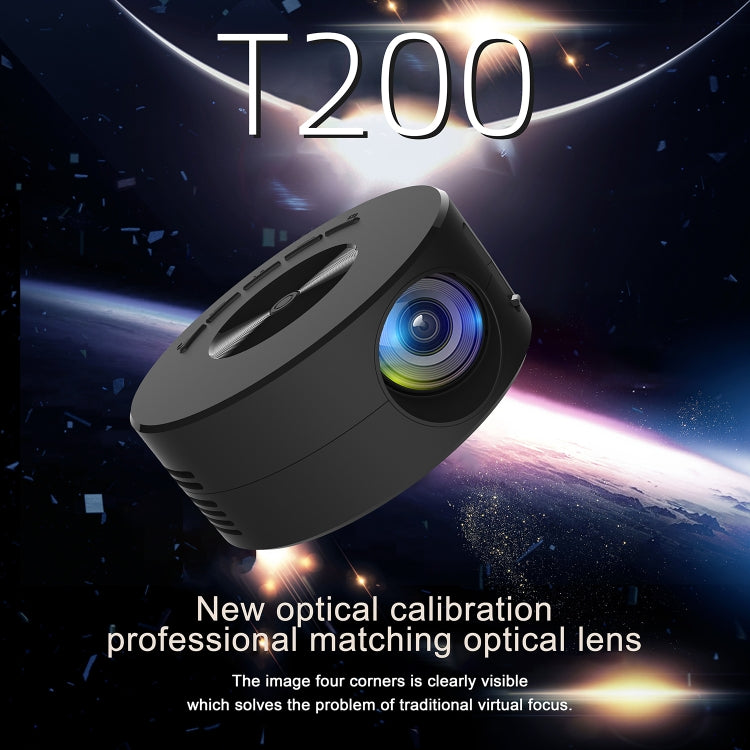 T200 1500LM 1920x1080P LED Mini Projector, EU Plug(Black) - Consumer Electronics by buy2fix | Online Shopping UK | buy2fix