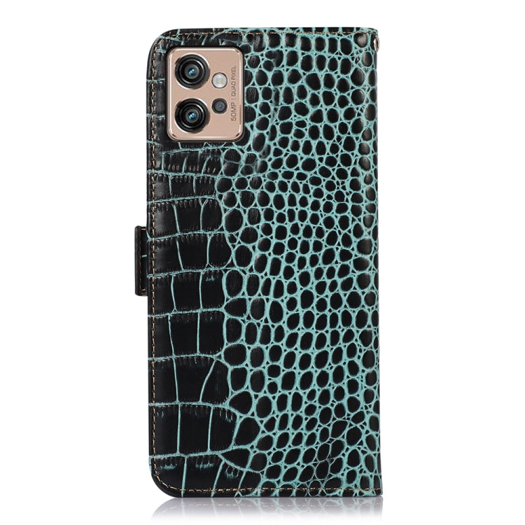For Motorola Moto G32 Crocodile Top Layer Cowhide Leather Phone Case(Green) - Motorola Cases by buy2fix | Online Shopping UK | buy2fix
