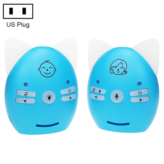 V30 Wireless Audio Baby Monitor Support Voice Monitoring + Intercom + Night Light without Battery, Plug Type:US Plug(Blue) - Security by buy2fix | Online Shopping UK | buy2fix