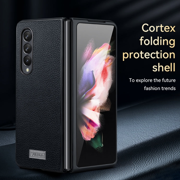 For Samsung Galaxy Z Fold4 SULADA Shockproof TPU + Handmade Leather Phone Case(Black) - Galaxy Z Fold4 5G Cases by SULADA | Online Shopping UK | buy2fix