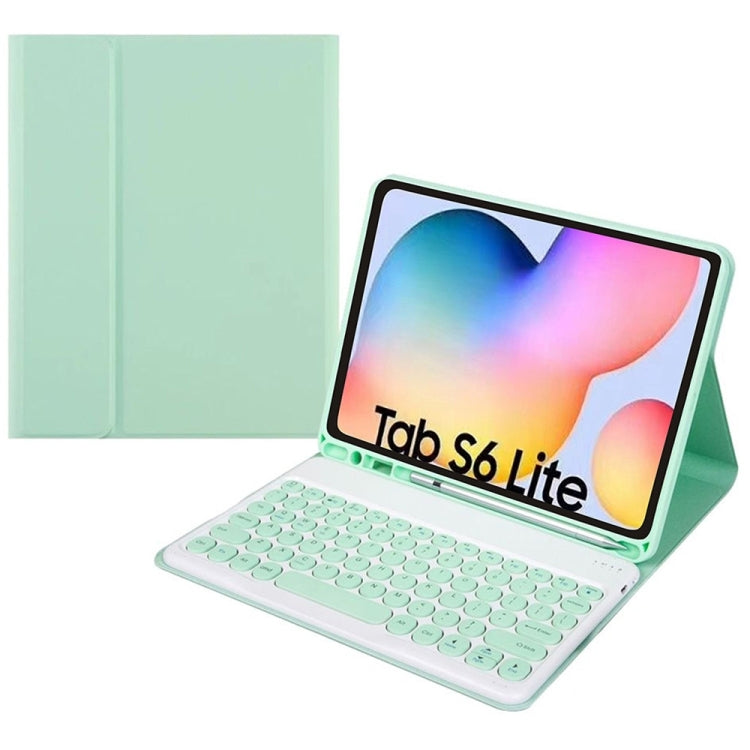 Round Cap Bluetooth Keyboard Leather Case with Pen Slot, without Touchpad For Samsung Galaxy Tab A7 10.4 2020(Green+Green Keyboard) - Samsung Keyboard by buy2fix | Online Shopping UK | buy2fix