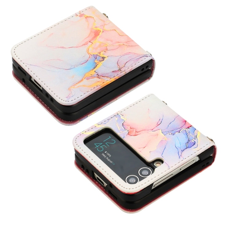 For Samsung Galaxy Z Flip4 Marble Pattern Leather Phone Case(Galaxy Marble White LS004) - Samsung Accessories by buy2fix | Online Shopping UK | buy2fix