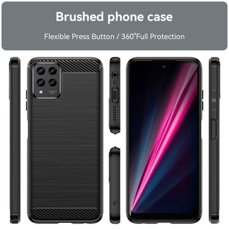 For T-Mobile REVVL 6 Pro 5G Brushed Texture Carbon Fiber TPU Phone Case(Black) - More Brand by buy2fix | Online Shopping UK | buy2fix