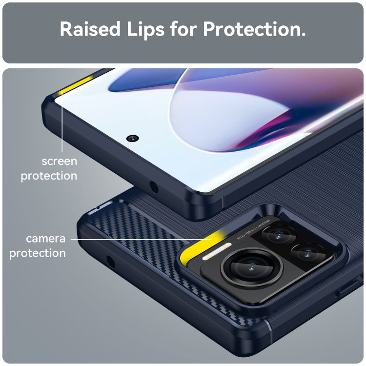 For Motorola Moto X30 Pro/Edge 30 Ultra Brushed Texture Carbon Fiber TPU Phone Case(Blue) - Motorola Cases by buy2fix | Online Shopping UK | buy2fix