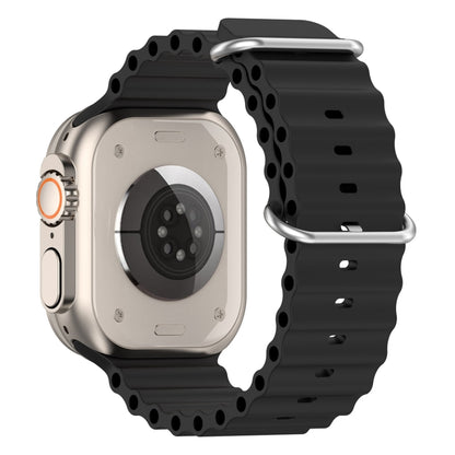 Ocean Silicone Watch Band For Apple Watch Ultra 49mm / Series 8&7 45mm / SE 2&6&SE&5&4 44mm (Black) - Smart Wear by buy2fix | Online Shopping UK | buy2fix