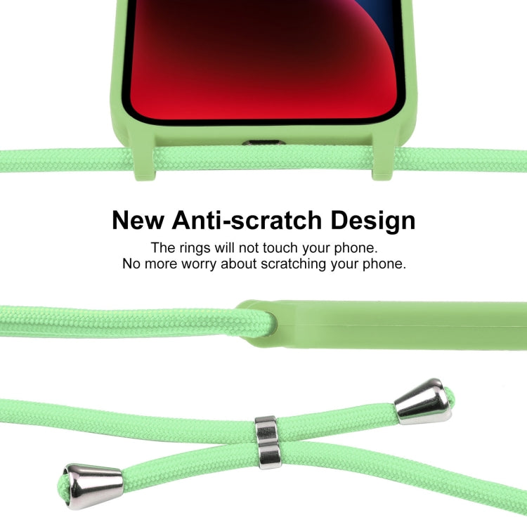 For iPhone 14 Plus Crossbody Lanyard Liquid Silicone Case(Matcha Green) - iPhone 14 Plus Cases by buy2fix | Online Shopping UK | buy2fix