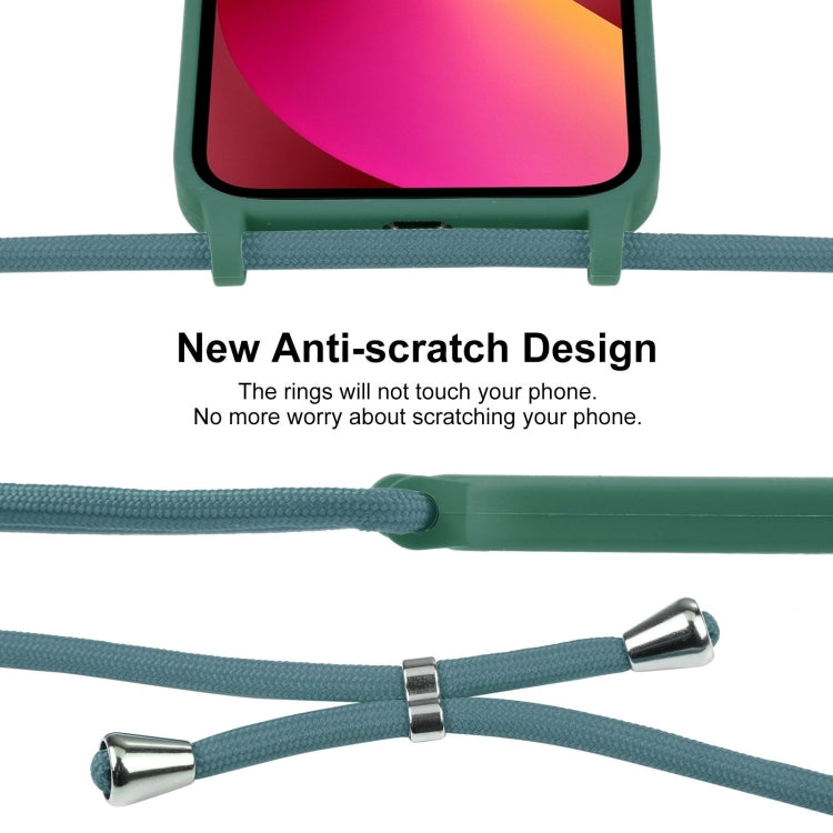 For iPhone 13 Crossbody Lanyard Liquid Silicone Case(Emerald Green) - iPhone 13 Cases by buy2fix | Online Shopping UK | buy2fix