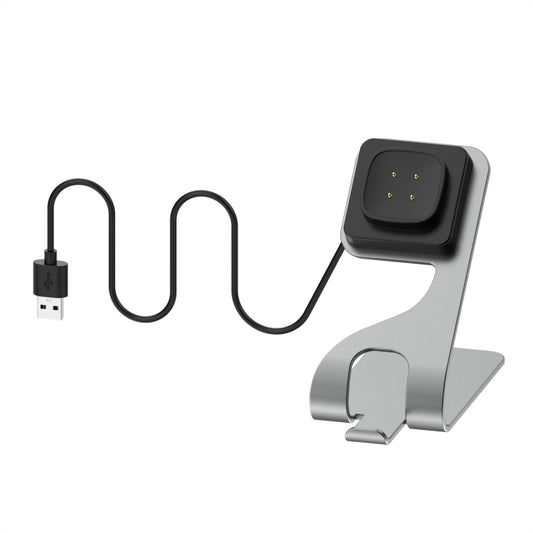 For Fitbit Versa4 / Sense2 Portable Magnetic Metal Charger Holder Cable Length:1.5m(Grey) - Smart Wear by buy2fix | Online Shopping UK | buy2fix