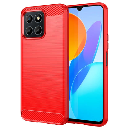 For Honor X6 5G Brushed Texture Carbon Fiber TPU Phone Case(Red) - Honor Cases by buy2fix | Online Shopping UK | buy2fix