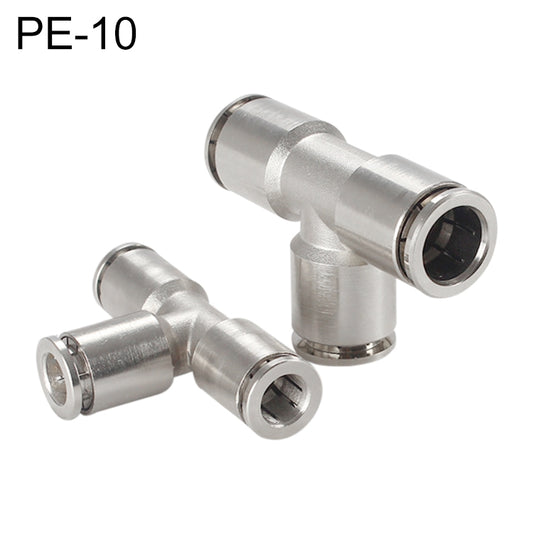 PE-10 LAIZE Nickel Plated Copper Tee Pneumatic Quick Fitting Connector - Interface Series by LAIZE | Online Shopping UK | buy2fix