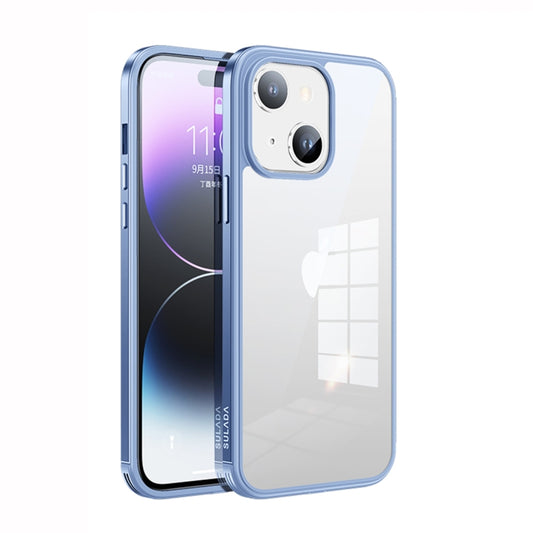 For iPhone 14 Plus SULADA Metal Frame + Nano Glass + TPU Phone Case(Sierra Blue) - iPhone 14 Plus Cases by SULADA | Online Shopping UK | buy2fix
