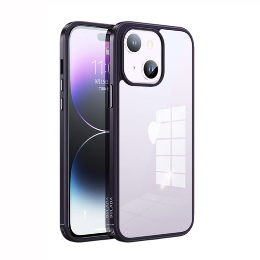 For iPhone 14 Plus SULADA Metal Frame + Nano Glass + TPU Phone Case(Dark Purple) - iPhone 14 Plus Cases by SULADA | Online Shopping UK | buy2fix