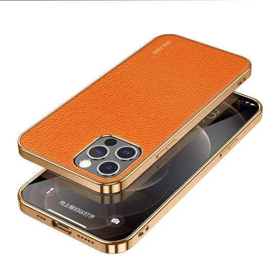 For iPhone 14 Pro Max SULADA Shockproof TPU + Handmade Leather Phone Case(Orange) - iPhone 14 Pro Max Cases by SULADA | Online Shopping UK | buy2fix