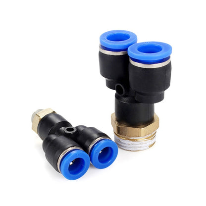 PX12-04 LAIZE Plastic Y-type Tee Male Thread Pneumatic Quick Connector - Interface Series by LAIZE | Online Shopping UK | buy2fix