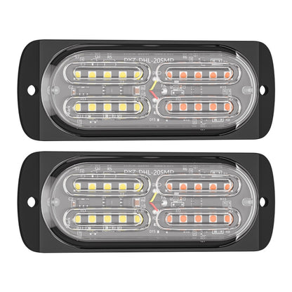2pcs DC12-24V 3.2W Car 20LED Ultra-thin Strobe Light(White + Yellow Light) - In Car by buy2fix | Online Shopping UK | buy2fix