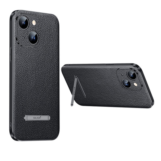 For iPhone 14 Plus SULADA Famous Artisan Series Litchi Leather PC + TPU Phone Case(Black) - iPhone 14 Plus Cases by SULADA | Online Shopping UK | buy2fix
