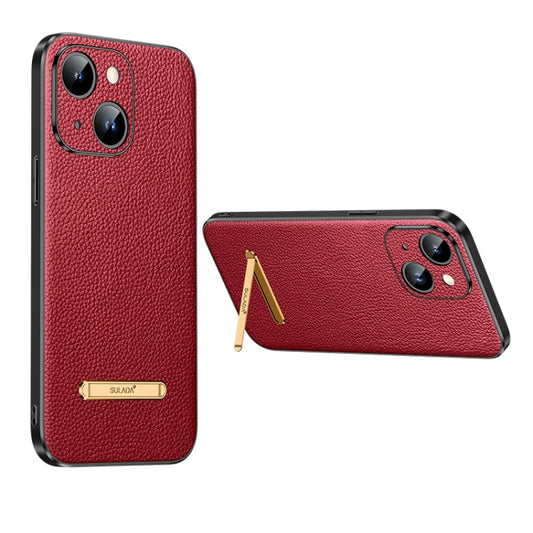 For iPhone 14 Plus SULADA Famous Artisan Series Litchi Leather PC + TPU Phone Case(Red) - iPhone 14 Plus Cases by SULADA | Online Shopping UK | buy2fix