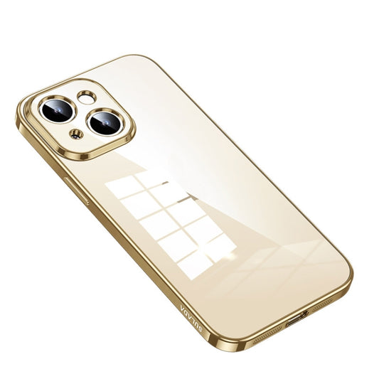 For iPhone 14 Plus SULADA Shine Through Series Plating TPU Transparent Phone Protective Case(Gold) - iPhone 14 Plus Cases by SULADA | Online Shopping UK | buy2fix