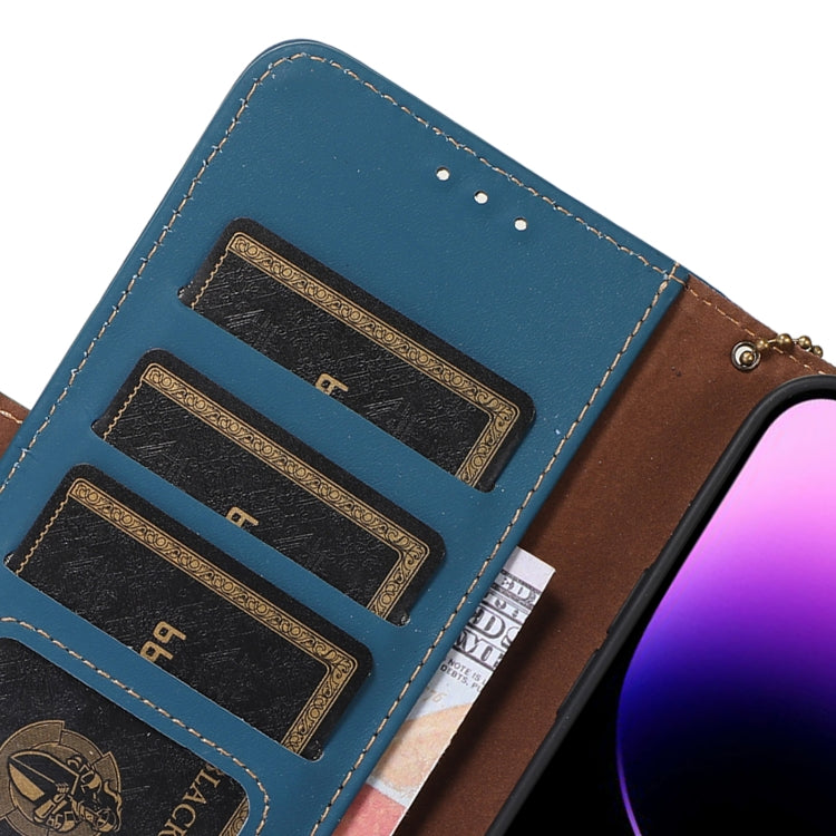 For Samsung Galaxy S22 5G Genuine Leather Magnetic RFID Leather Phone Case(Blue) - Galaxy S22 5G Cases by buy2fix | Online Shopping UK | buy2fix