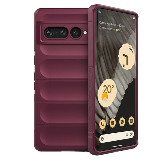 For Google Pixel 7 Pro Magic Shield TPU + Flannel Phone Case(Wine Red) - Google Cases by buy2fix | Online Shopping UK | buy2fix