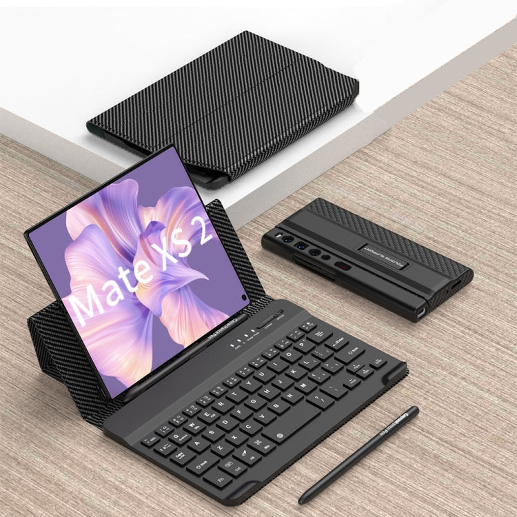 For Huawei Mate Xs 2 GKK Magnetic Folding Bluetooth Keyboard Leather Case with Pen(Carbon Fibre) - Huawei Keyboard by GKK | Online Shopping UK | buy2fix