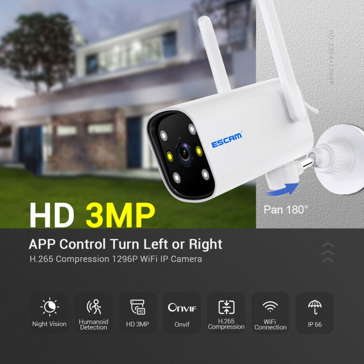 ESCAM PT301 3MP 1296P HD Indoor Wireless PTZ IP Camera IR Night Vision AI Humanoid Detection Home Security CCTV Monitor, Plug Type:UK Plug(White) - Security by ESCAM | Online Shopping UK | buy2fix