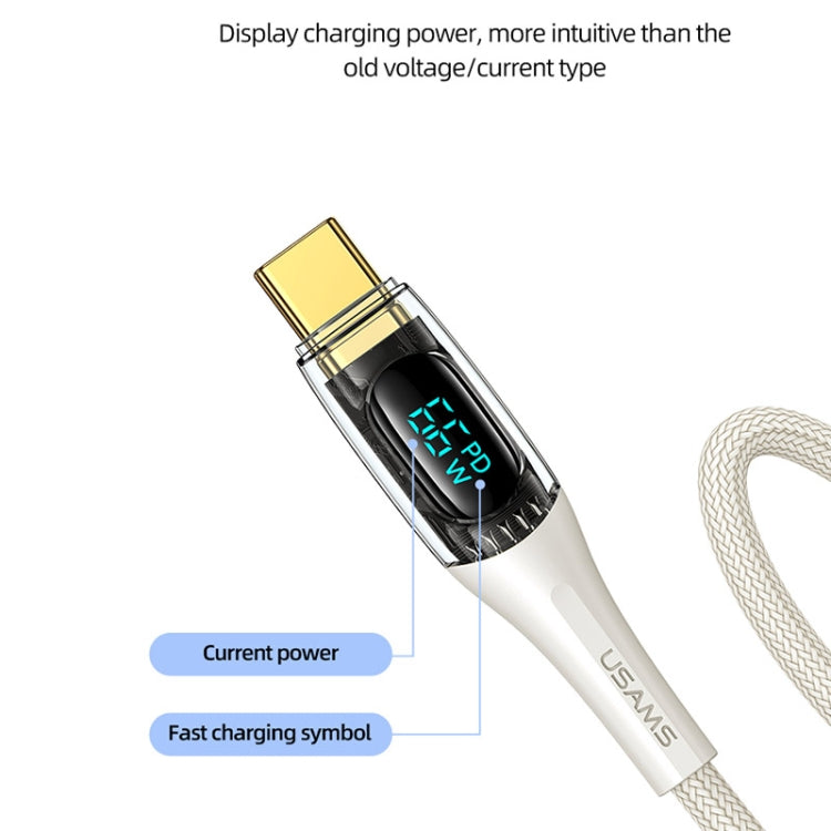 USAMS USB to Type-C 66W Aluminum Alloy Transparent Digital Display Fast Charge Data Cable, Cable Length:1.2m(Purple) -  by USAMS | Online Shopping UK | buy2fix