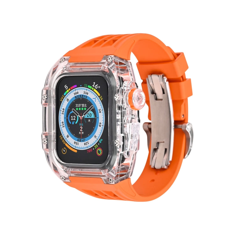 Fluorine Rubber Clear Watch Band Case For Apple Watch Series 8&7 45mm/SE 2&6&SE&5&4 44mm(Orange) - Watch Bands by buy2fix | Online Shopping UK | buy2fix