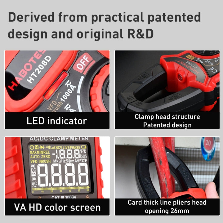 HABOTEST HT208A 1000A Clamp Multi-Function Anti-burning Digital Multimeter - Digital Multimeter by HABOTEST | Online Shopping UK | buy2fix