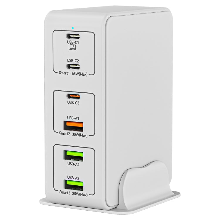 818H 120W Type-C + USB 6-Ports Desktop Fast Charger, Plug Type:US Plug(White) - Multifunction Charger by buy2fix | Online Shopping UK | buy2fix