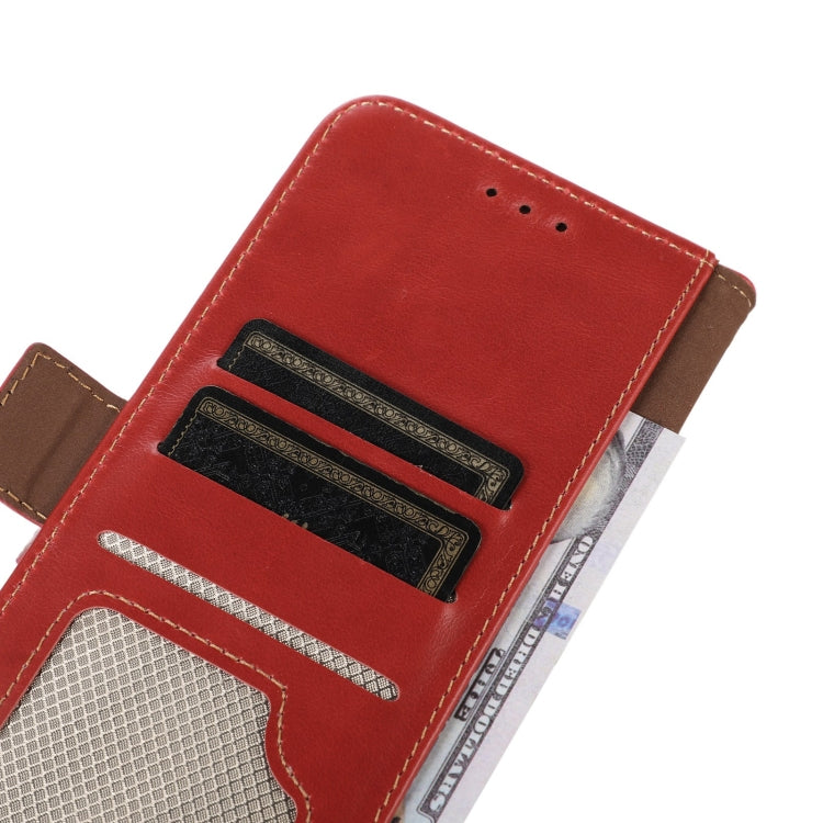 For Motorola Moto E13 4G 2023 Crazy Horse Top Layer Cowhide RFID Leather Phone Case(Red) - Motorola Cases by buy2fix | Online Shopping UK | buy2fix