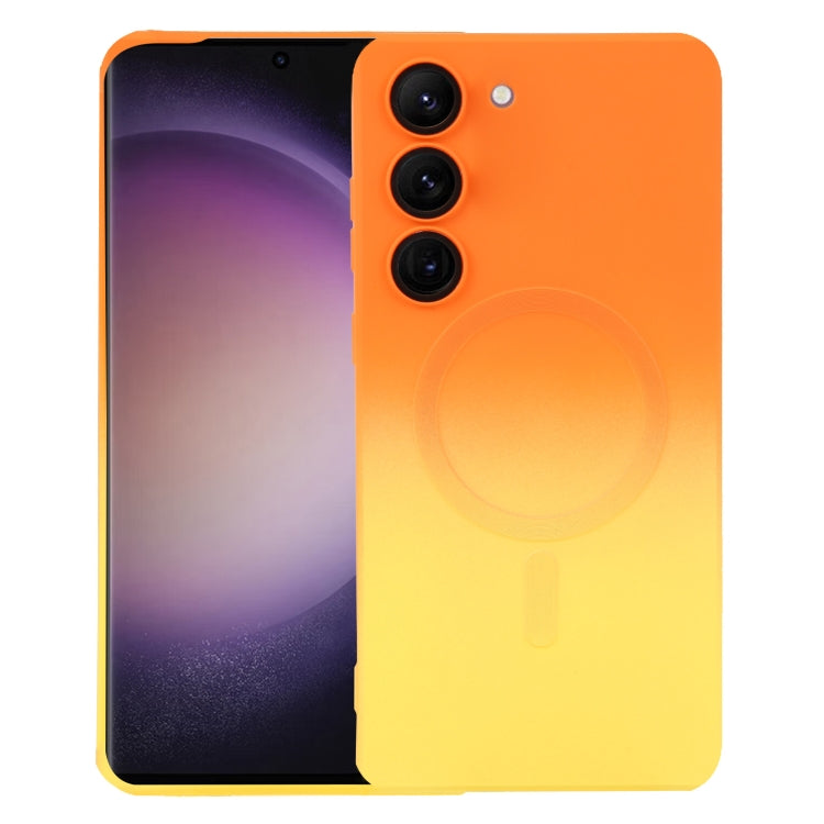 For Samsung Galaxy S23+ 5G Liquid TPU Silicone Gradient MagSafe Phone Case(Orange Yellow) - Galaxy S23+ 5G Cases by buy2fix | Online Shopping UK | buy2fix